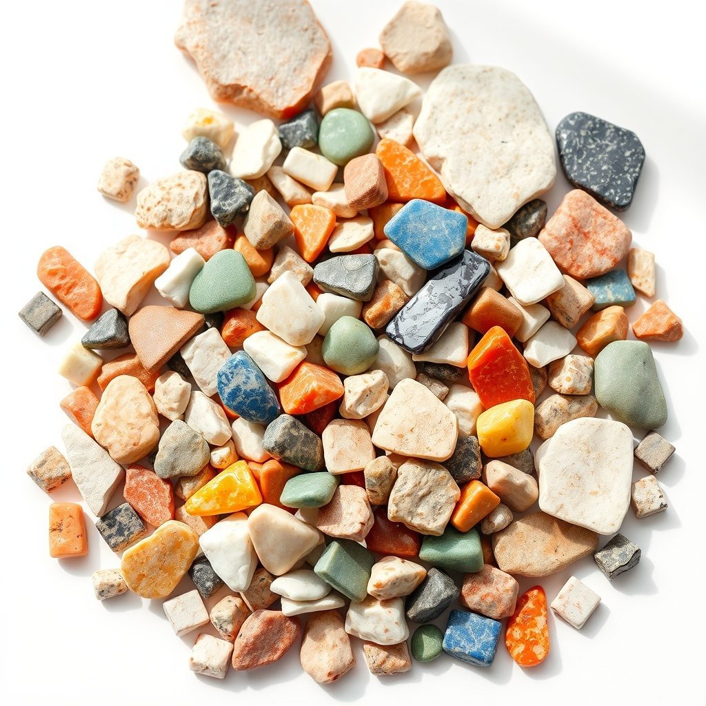Colorful mosaic chips in various sizes