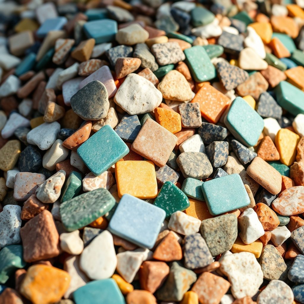 Colorful mosaic chips for terrariums