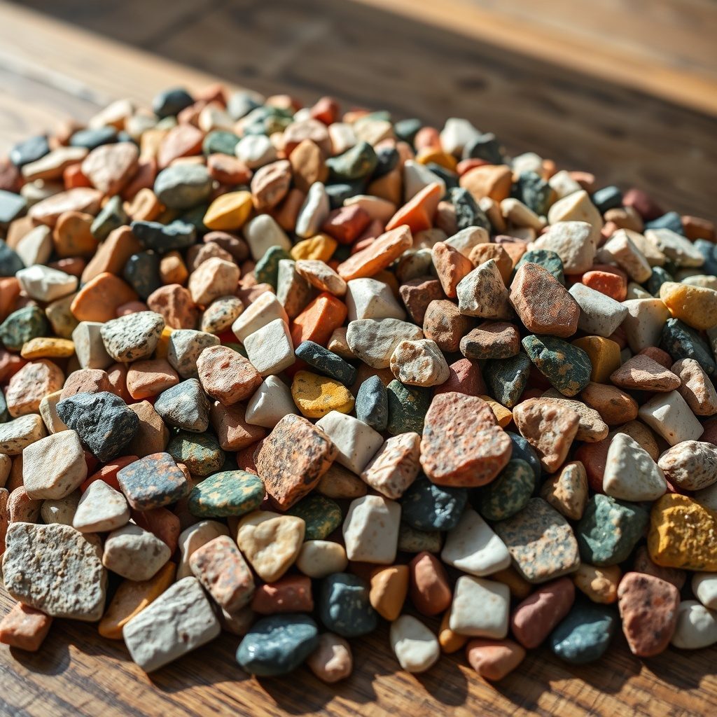 Colorful mosaic chips stored at home