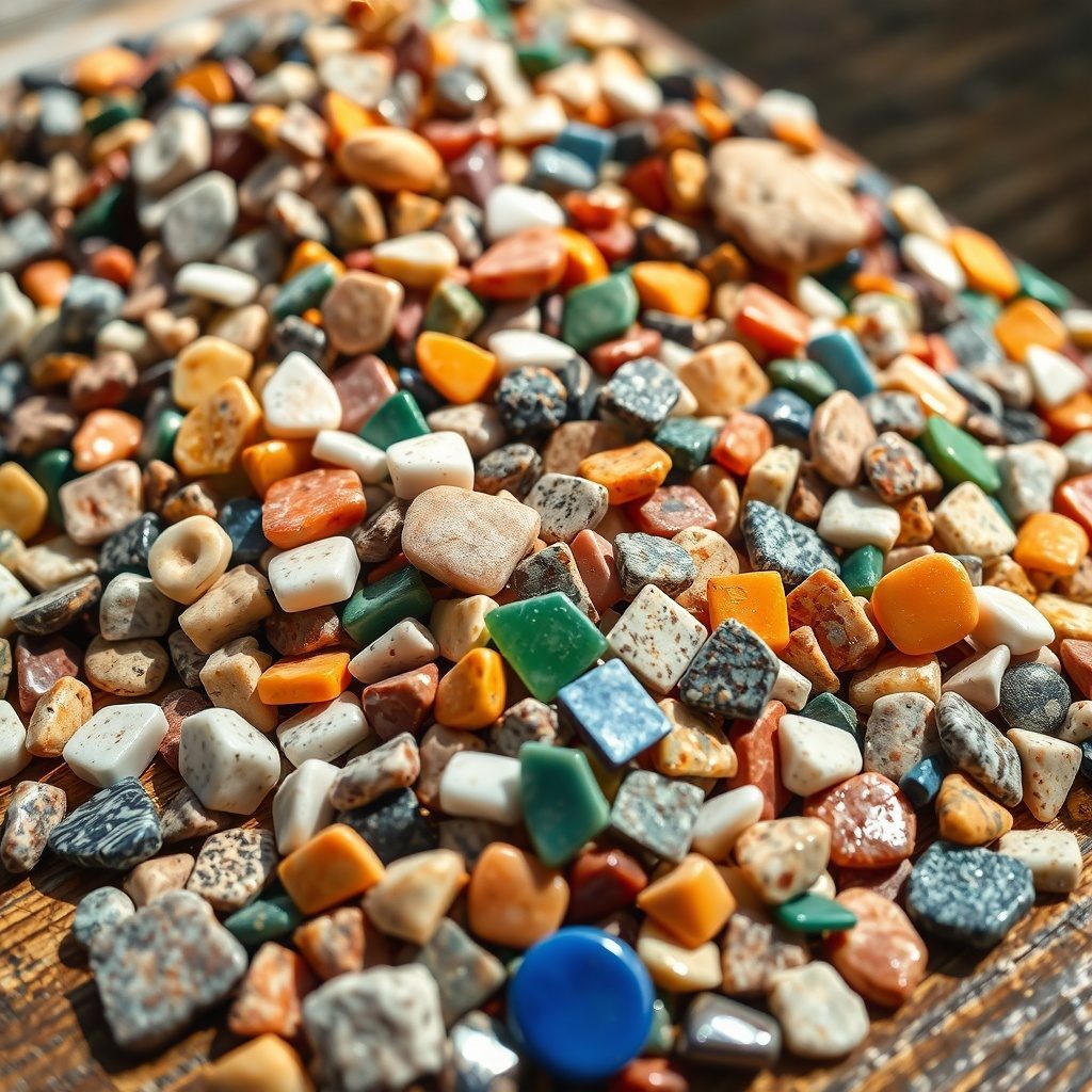 Colorful mosaic chips ready for planting