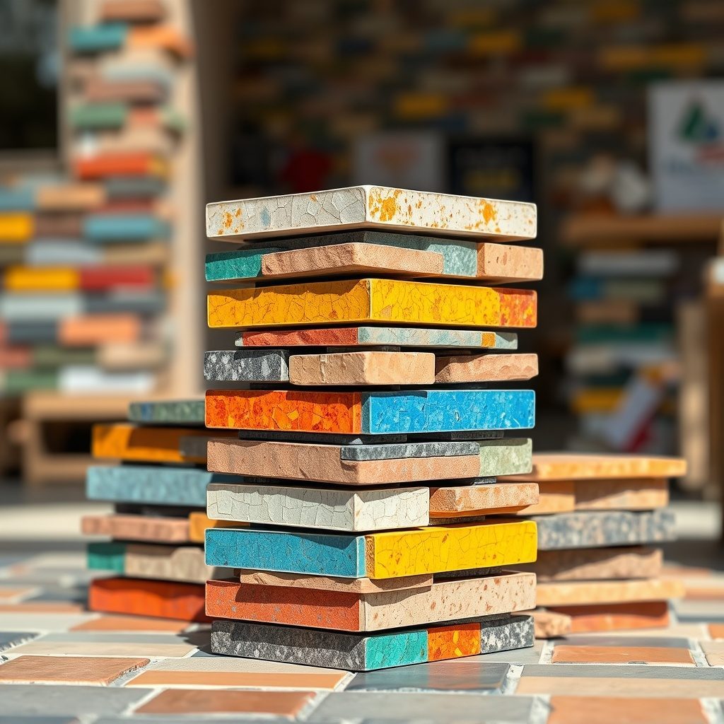Vibrant mosaic tiles displayed in a creative layout