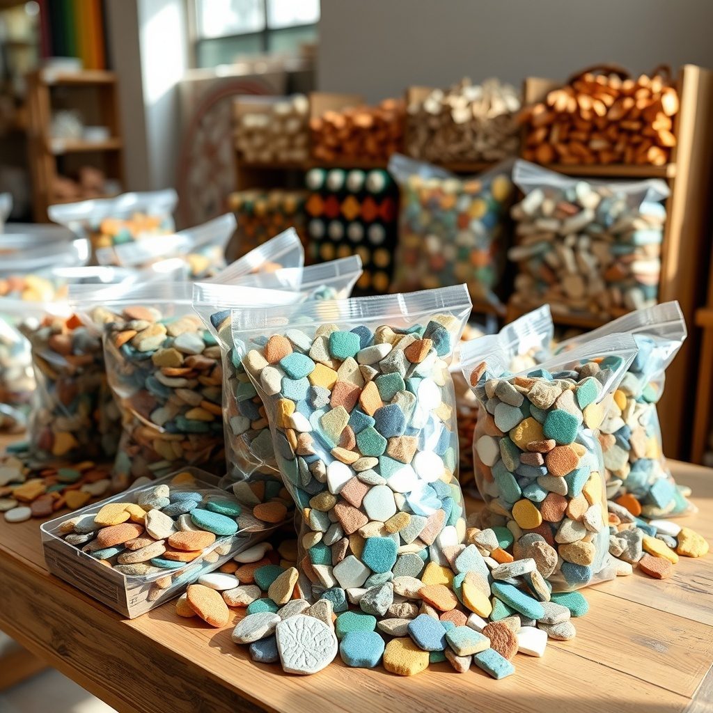 Colorful mosaic chips for crafting